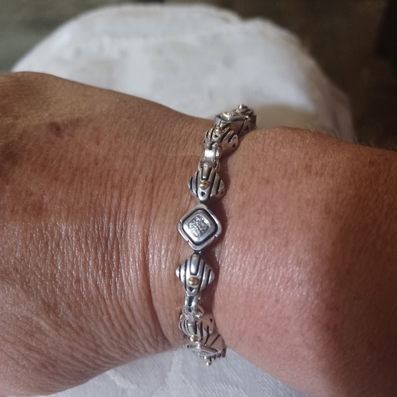 John Atencio Diamond Link Bracelet in SS and 18k with Diamonds - Picture 12 of 15